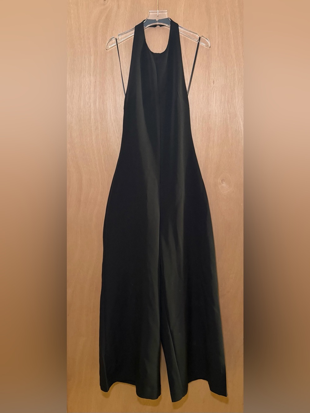 Minimalist Black Halter Wide-Leg Jumpsuit
